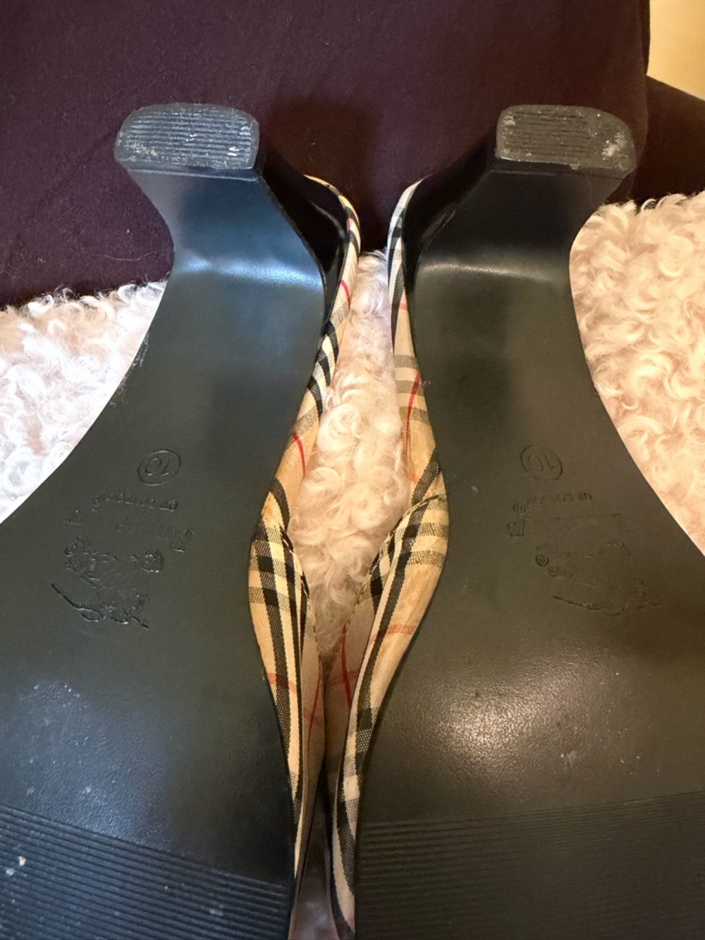 Vintage Rare Burberry Plaid Patterned Kitten Heel - Picture 3 of 5